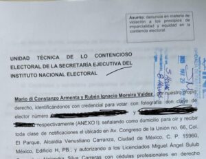 ANTE EL INE, DENUNCIA RUBÉN MOREIRA A MORENA Y SERVIDORES PÚBLICOS POR LA DISTRIBUCIÓN DE “ACORDEONES” PARA LA ELECCIÓN DEL PODER JUDICIAL